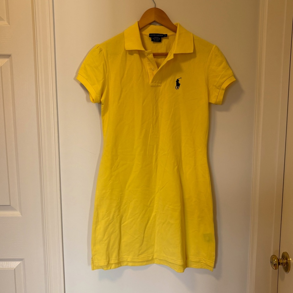 Ralph Lauren Cotton Polo Dress Yellow Size L Slim Fit